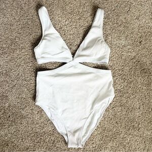 White Ribbed One-Piece